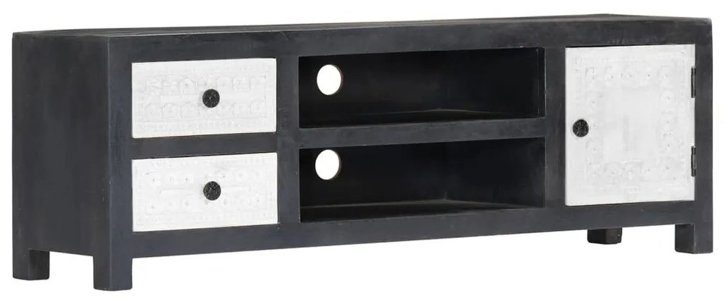 Móvel TV esculpido à mão 120x30x40 cm mangueira cinzento/branco