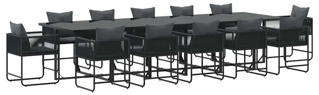 Conjunto de Jantar de Jardim vidaXL com 18 Peças e Almofadas em Aço e