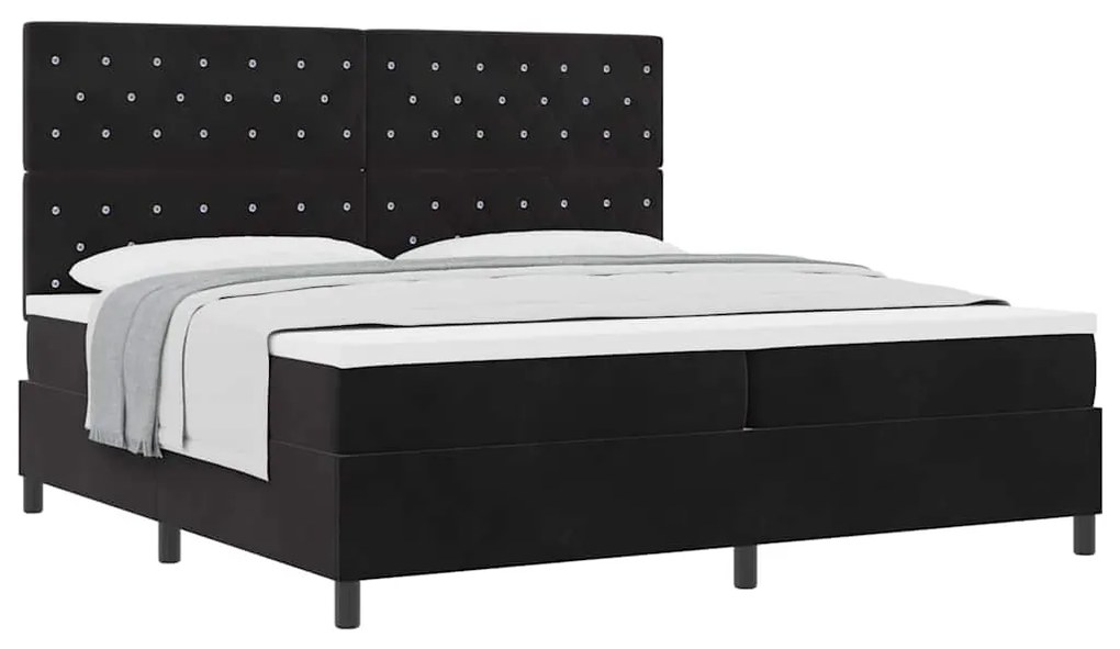 Cama Box Spring com Colchão vidaXL Preto 200x200 cm Veludo