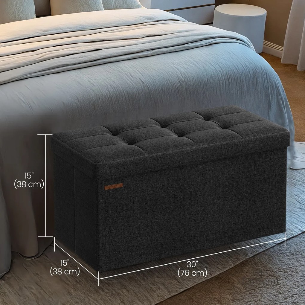 Banco com espaço de arrumação, 38 x 76 x 38 cm preto 