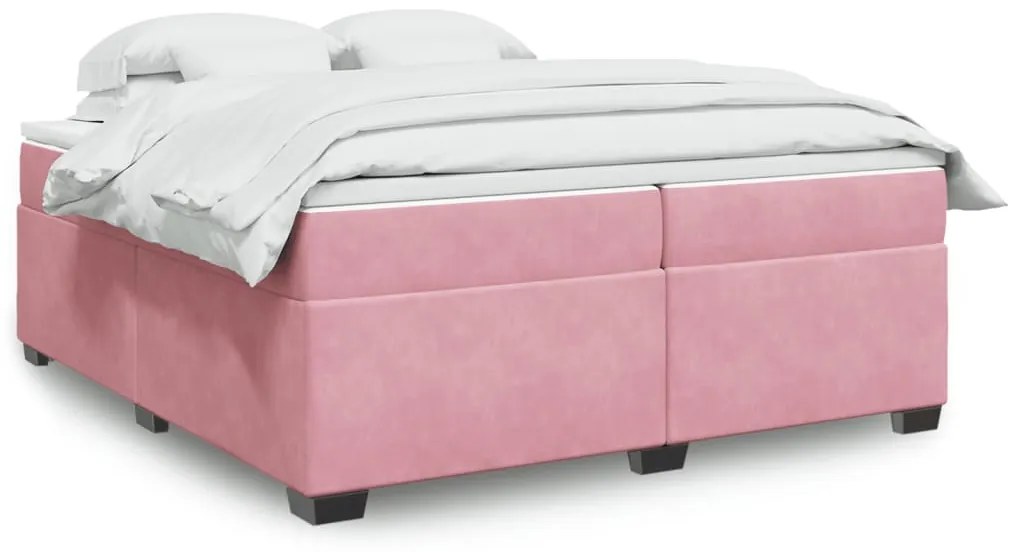vidaXL Cama com molas/colchão 200x200 cm veludo rosa