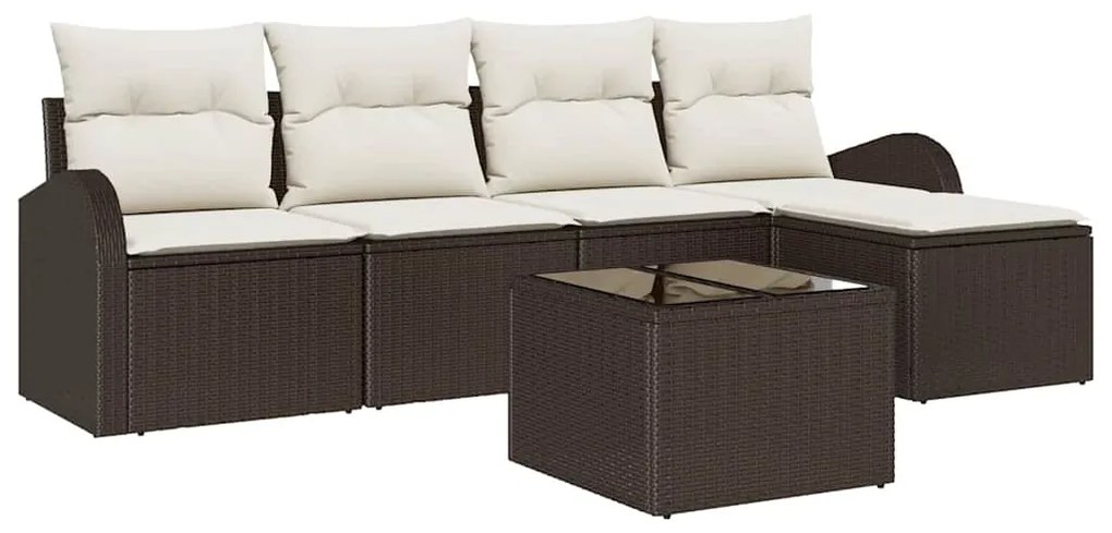 Conjunto de Sofás de Jardim de 5 Peças com Almofadas Cinza Vime de Pol