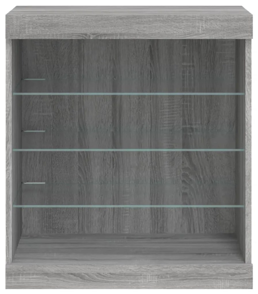 Aparador com luzes LED 60,5x37x67 cm cinzento sonoma