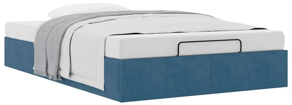 Ottoman Bed Frame No Colchão Azul Escuro 120x190 cm Veludo