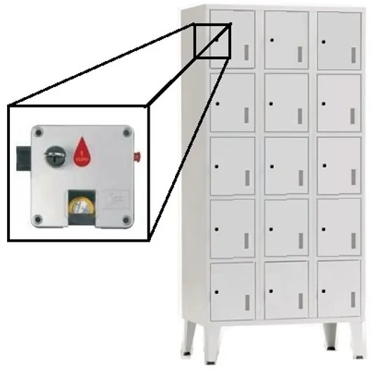Cacifos Metálicos Triplo Cinza 15 Cacifos 1900x900x500mm Moeda