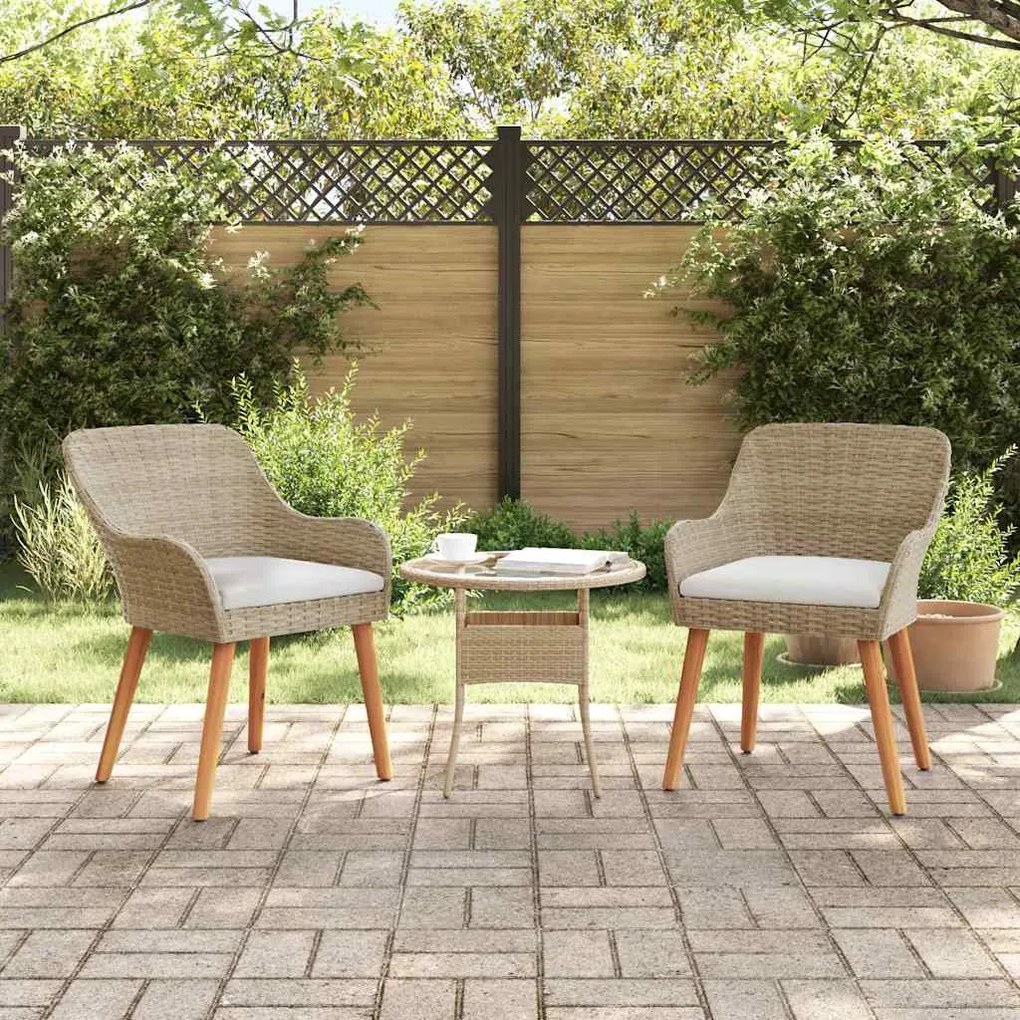 vidaXL Cadeira de Jardim 2 pcs Bege 55 x 62,5 x 82cm vime PE