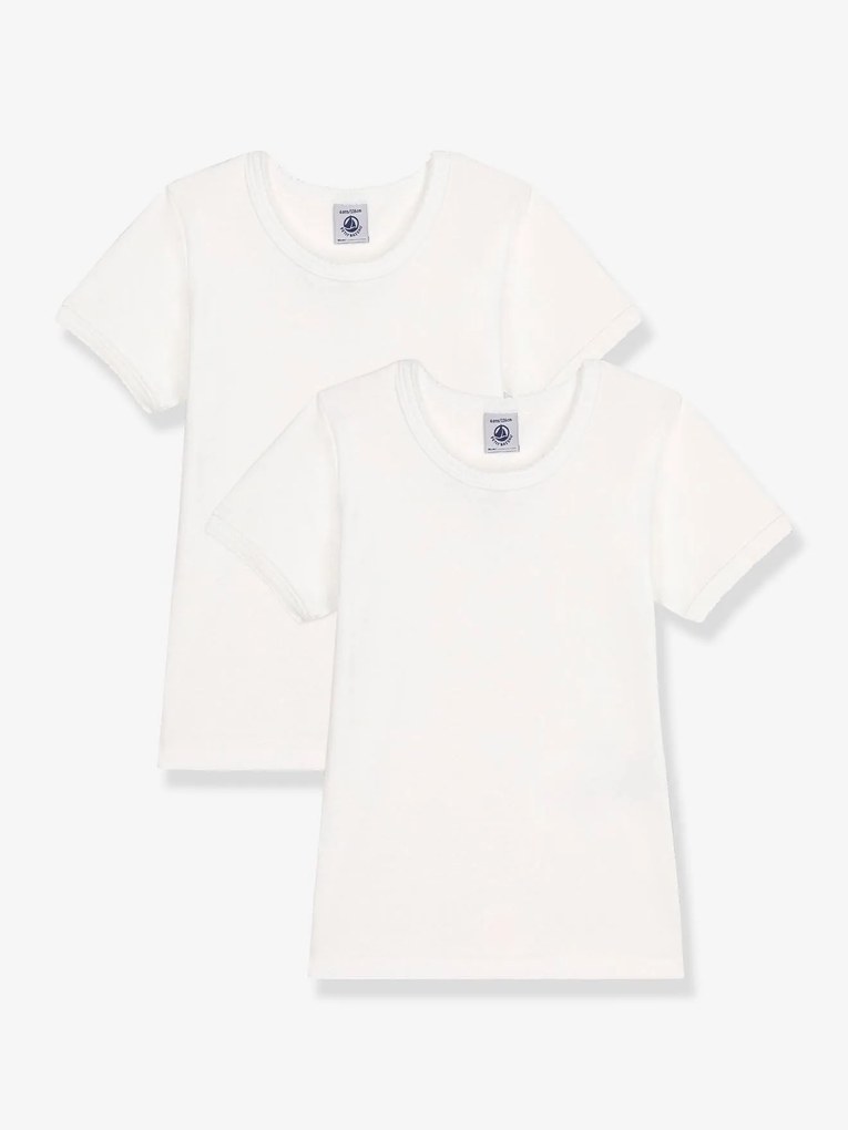 Lote de 2 t-shirts de mangas curtas, da Petit Bateau branco