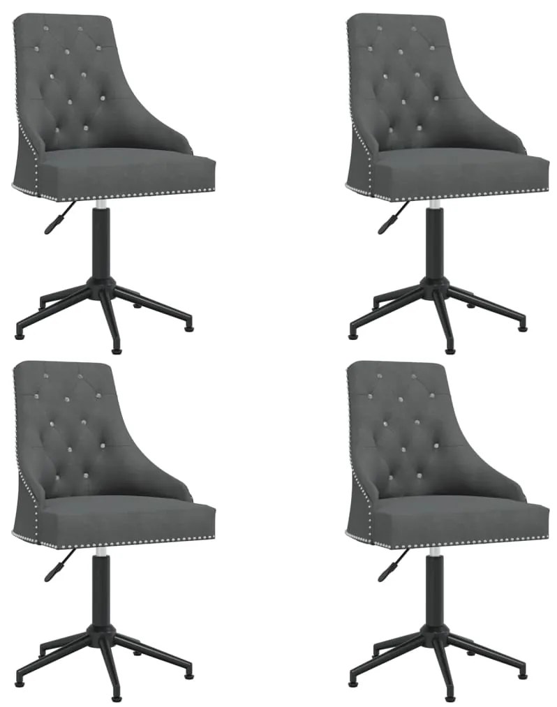 vidaXL Cadeiras de jantar giratórias 4 pcs veludo cinzento-escuro