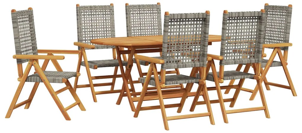 vidaXL Conjunto de Jantar para Jardim 7 pcs Cinzeto