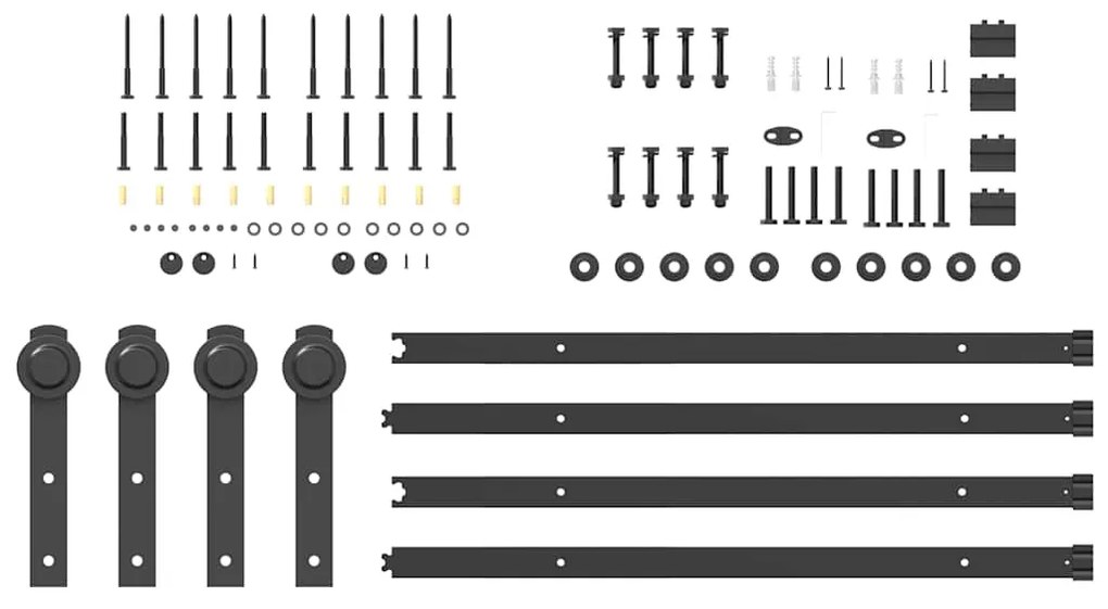 Kit de ferragens para porta deslizante 200 cm aço preto