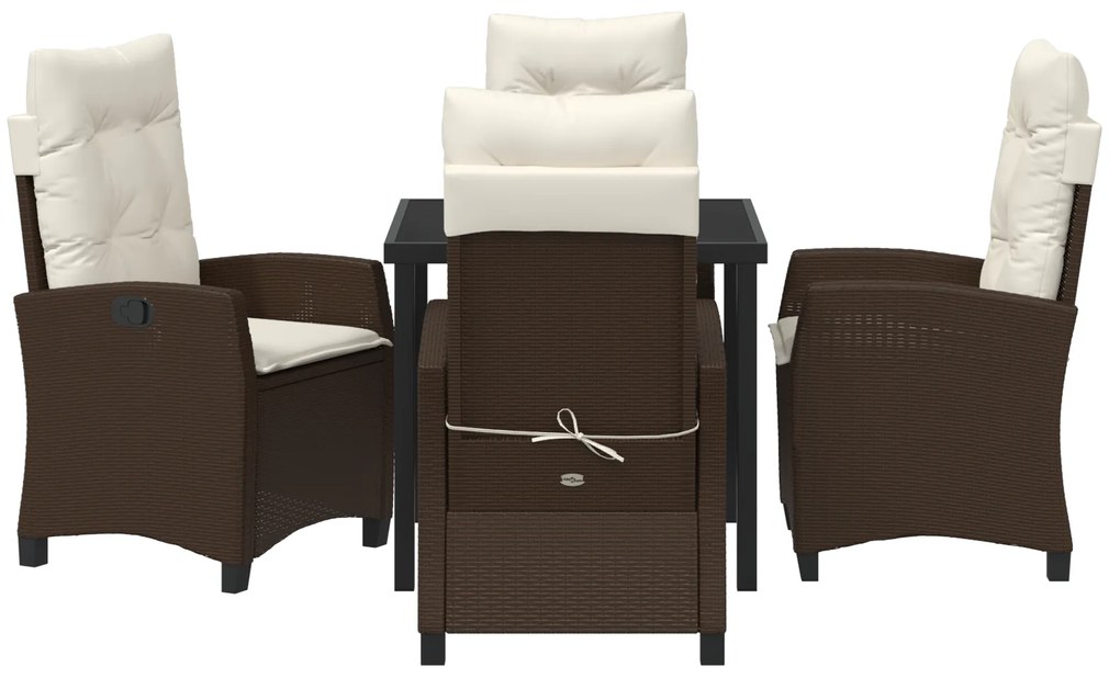 Conjunto de jantar de jardim de 5 peças com almofadas - Rattan poliést