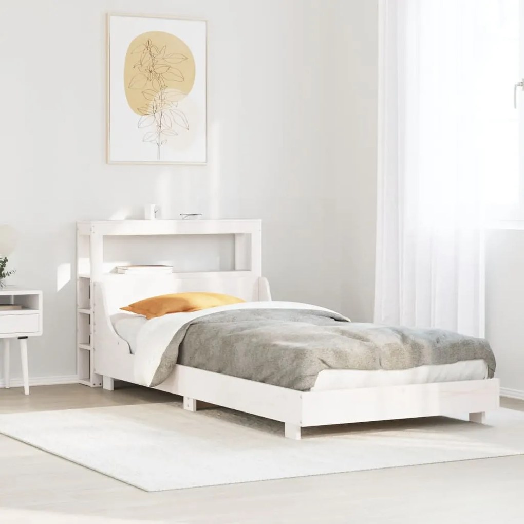 vidaXL Cama sem colchão 90x190 cm madeira de pinho maciça branco