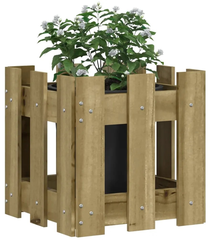 Vaso de jardim c/ design de cerca 30x30x30 cm pinho impregnado