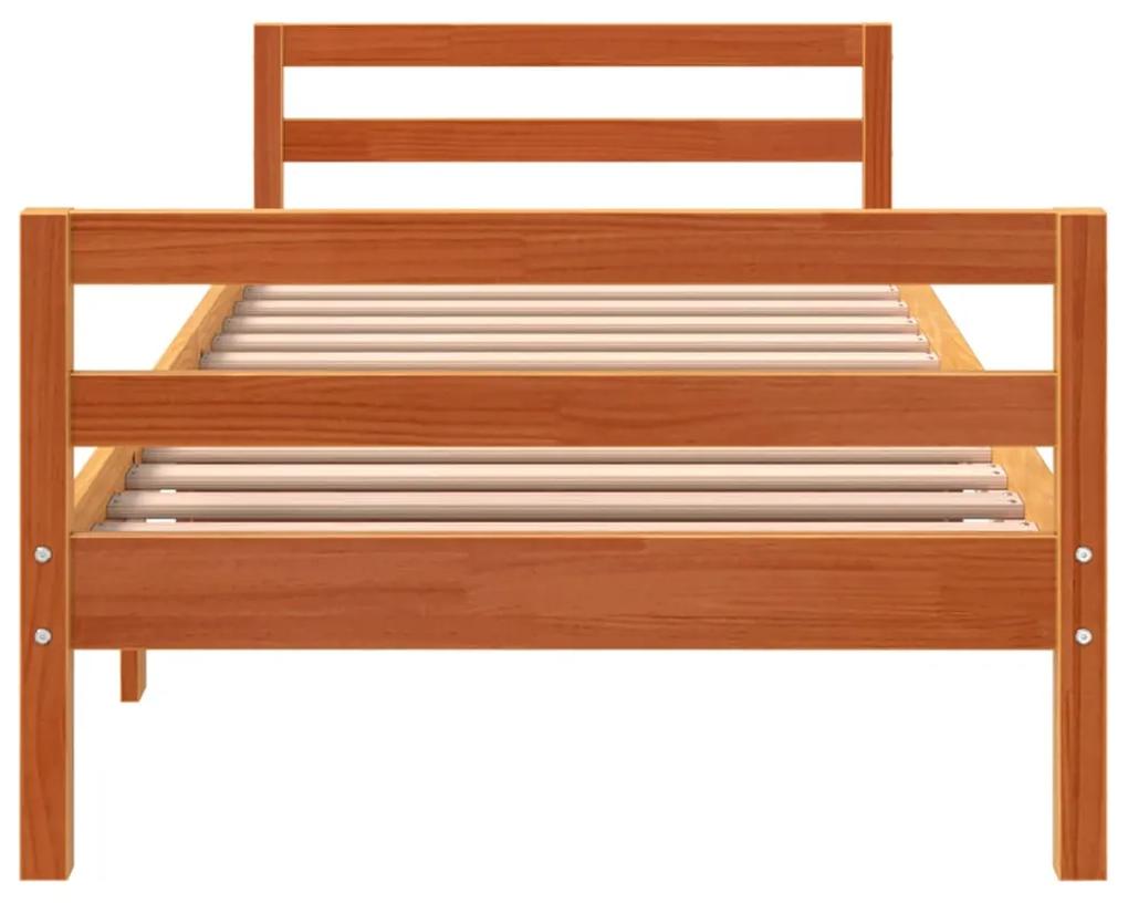 Estrutura de cama 75x190 cm madeira pinho maciça castanho cera