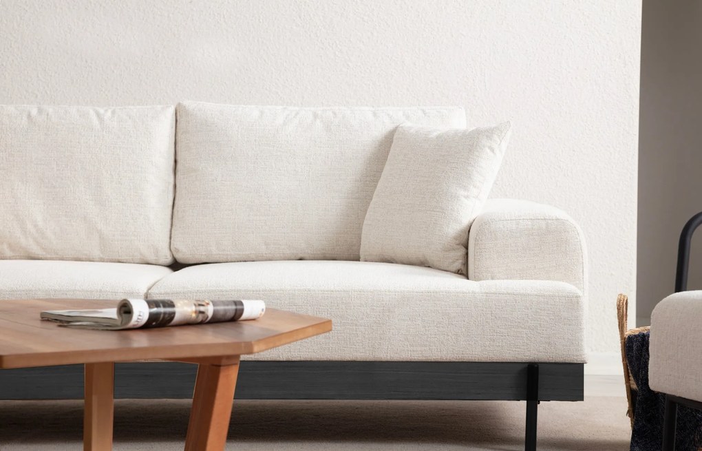 Sofá de 3 Lugares Eti – Branco – 220 cm x 98 cm x 78 cm