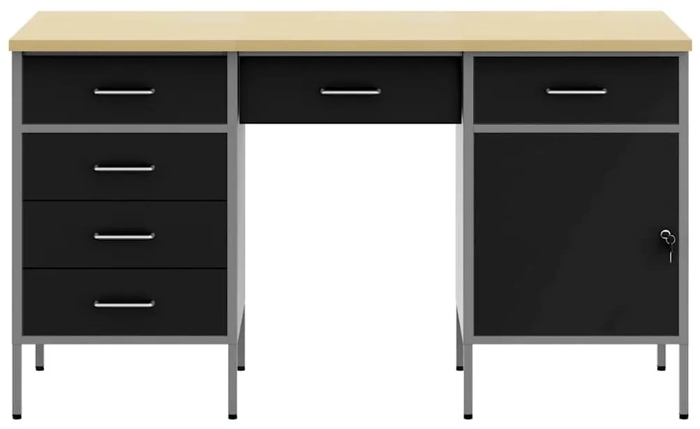 Conjunto de Mesa e Armário de Trabalho VidaXL 3 Peças Preto em Madeira