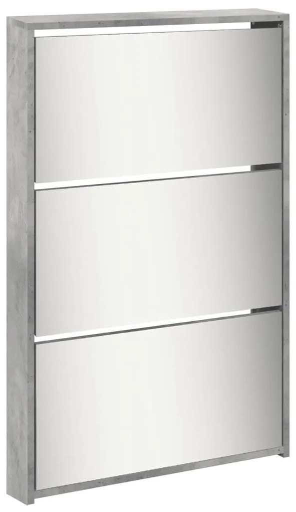 Sapateira c/ espelho 5 divisórias 63x17x169,5 cm cinza cimento
