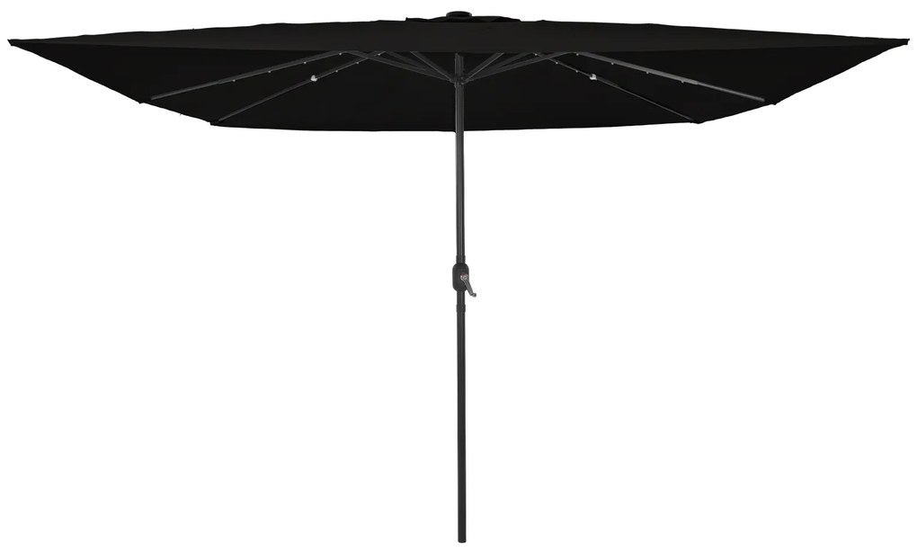 Parasol de Jardim Quadrado vidaXL com Luzes LED 295x245 cm Preto