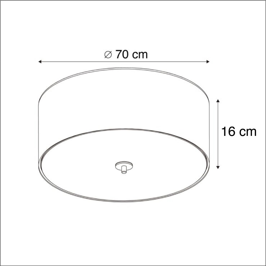 Candeeiro de teto rústico cinzento 70 cm - Drum Jute Country / Rústico,Moderno