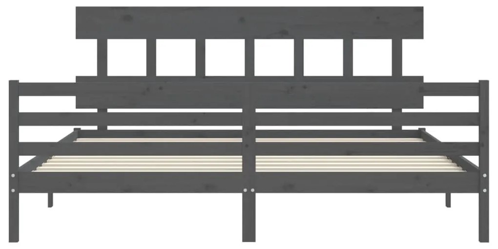 Estrutura de cama com cabeceira 200x200 cm madeira maciça cinza