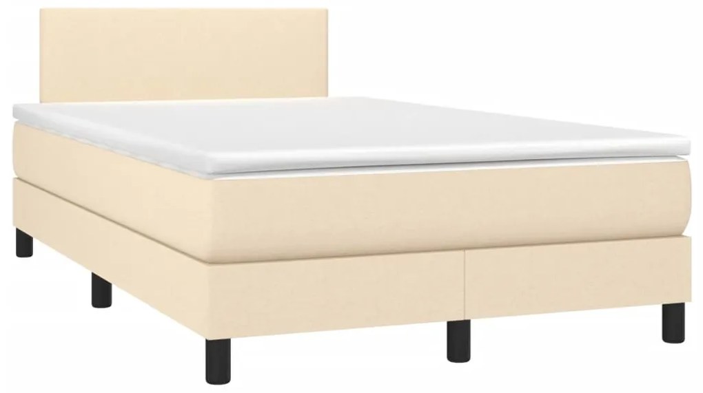 Cama box spring c/ colchão e LED 120x200 cm tecido cor creme