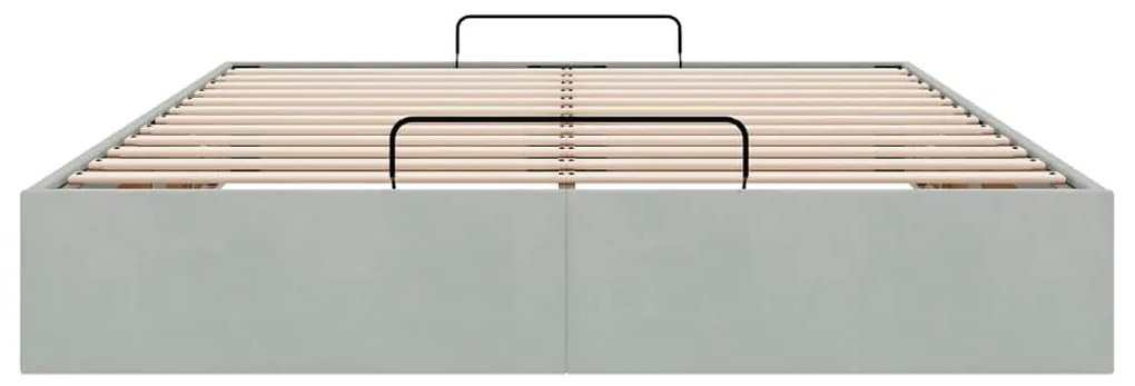 Otomano Bed Frame No Colchão Cinzento Claro 140x190 cm Veludo