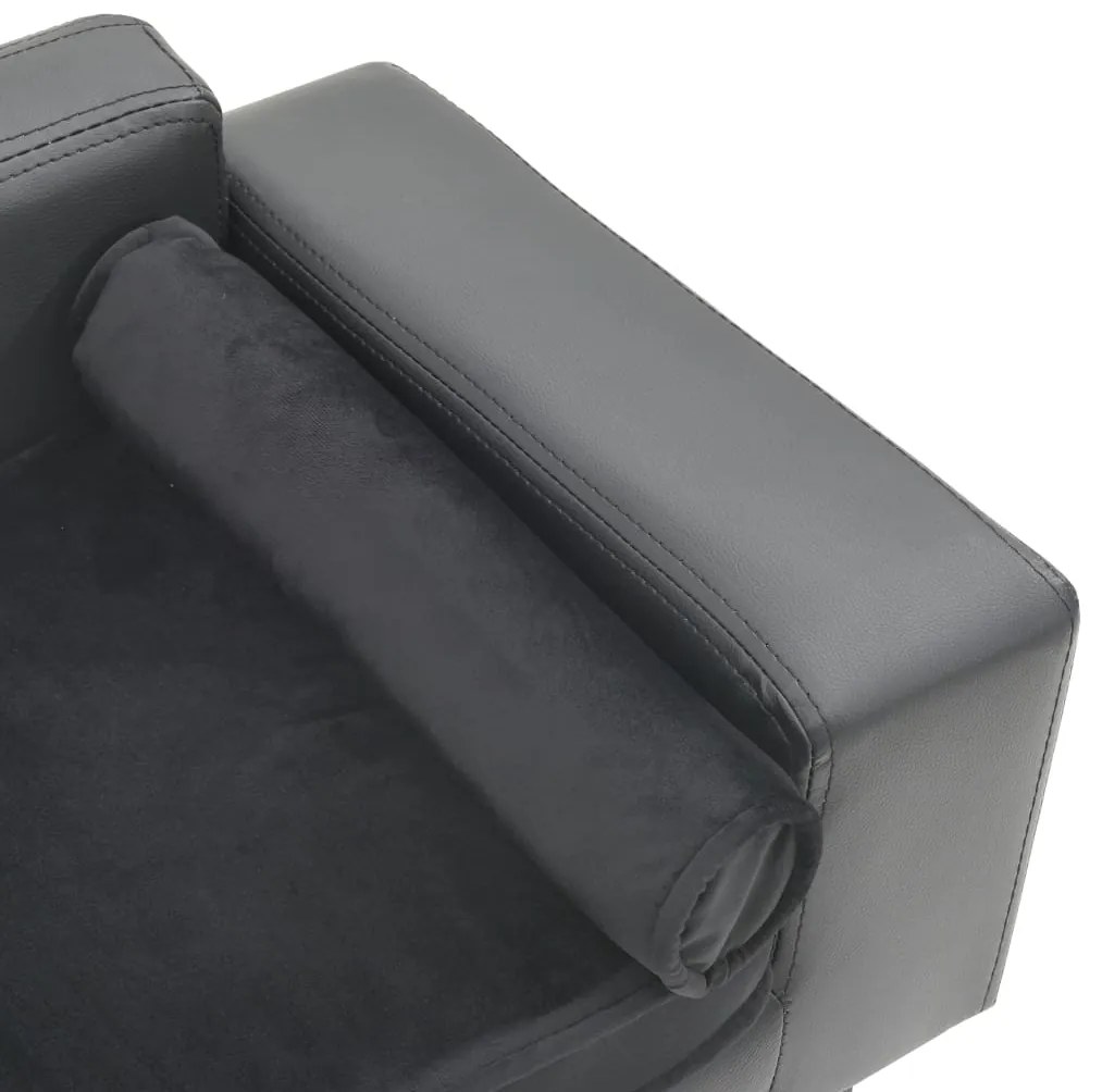 Sofá para cães 81x43x31 cm pelúcia e couro artificial cinzento