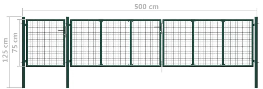 Portão de jardim 500x75 cm aço verde