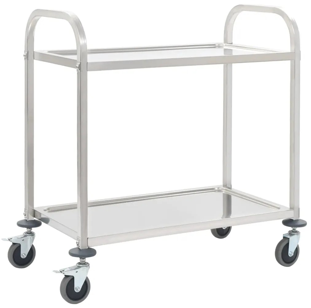 vidaXL Carrinho de cozinha de 2 níveis 96,5x55x90 cm aço inoxidável