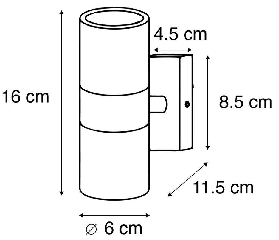 Candeeiro de parede exterior cinzento escuro 2 luzes IP44 - Duo Moderno