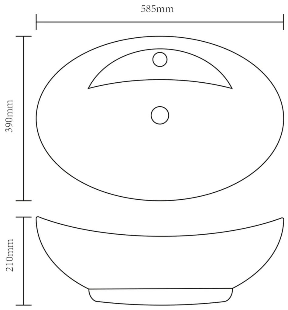 Lavatório cerâmico oval branco com buraco para torneira