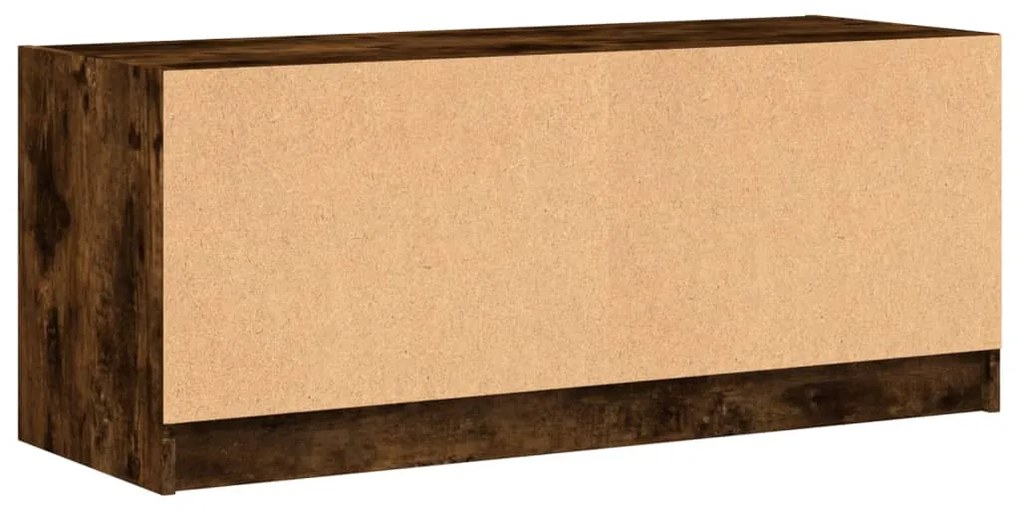 Móvel de TV c/ portas de vidro 102x37x42 cm carvalho fumado