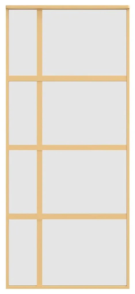 Porta deslizante 90x205 cm vidro ESG fosco/alumínio dourado