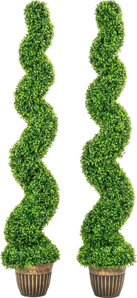 HOMCOM Buxo em espiral, conjunto com 2 plantas artificiais, com vaso, 150 cm de altura, verde | Aosom Portugal