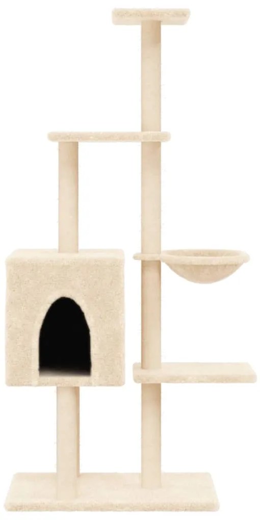 Árvore para gatos c/ postes arranhadores sisal 145 cm cor creme
