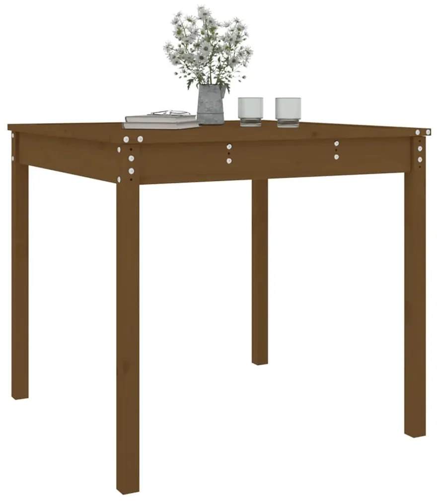 Mesa jardim 82,5x82,5x76cm madeira de pinho maciça castanho-mel
