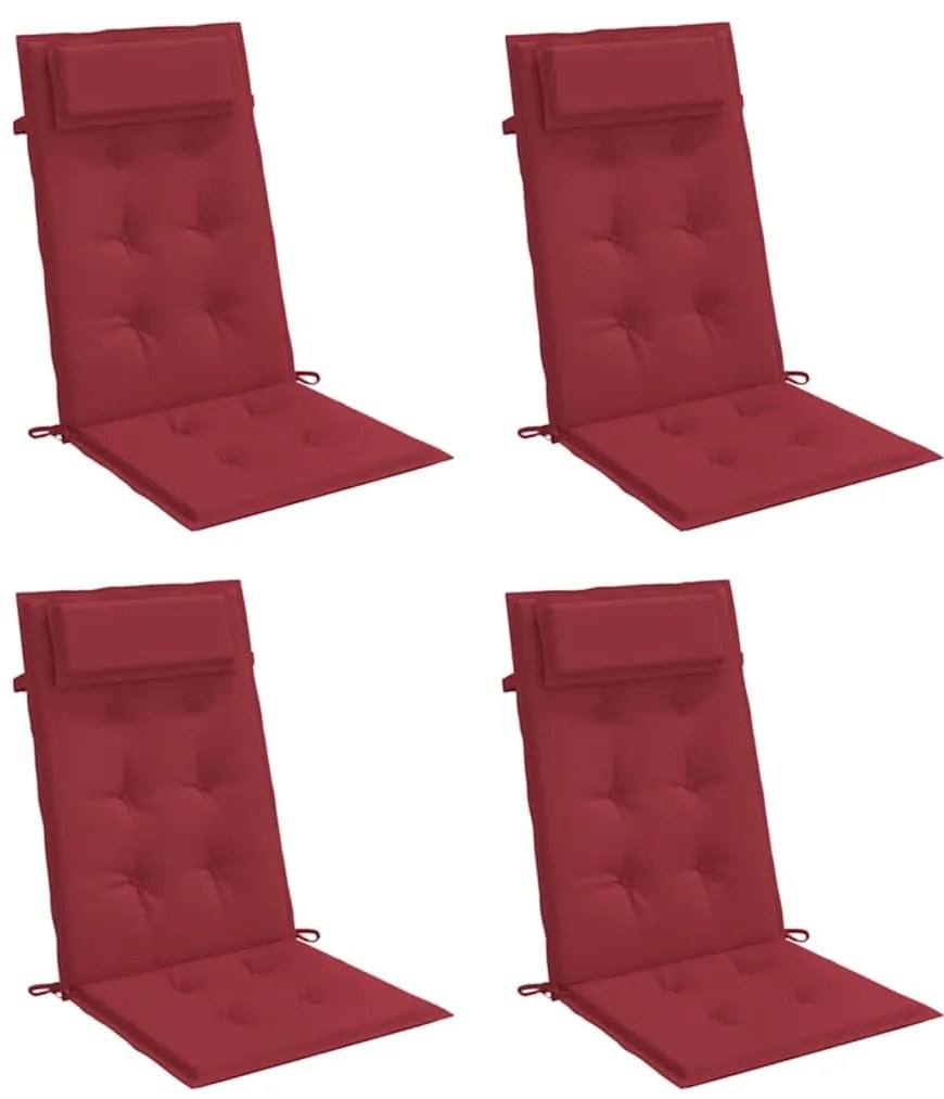 Almofadões p/ cadeira encosto alto 4 pcs oxford vermelho tinto
