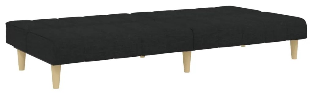 Sofá-cama de 2 lugares com apoio de pés tecido preto