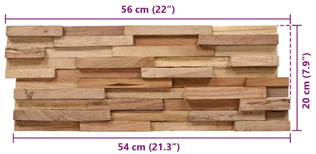 Painéis revestimento de parede 3D 10 pcs 1,08 m² teca maciça