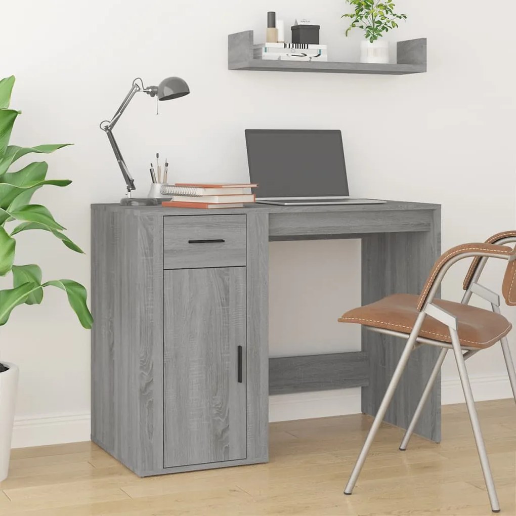 vidaXL Secretária 100x49x75 cm derivados de madeira cinzento sonoma