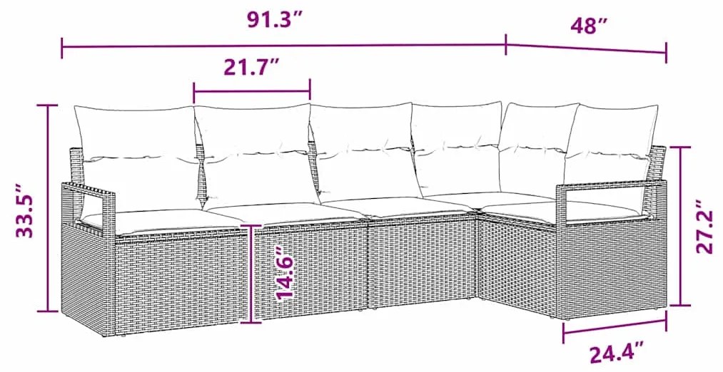 Conjunto de Sofá de Jardim vidaXL de 7 Peças com Almofadas Cinza Claro