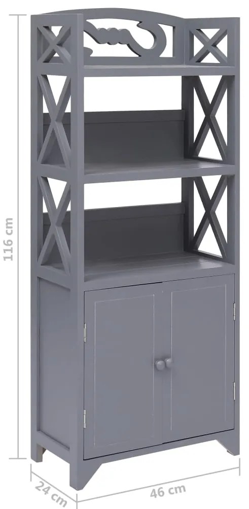 Armário de casa de banho 46x24x116cm madeira paulownia cinzento