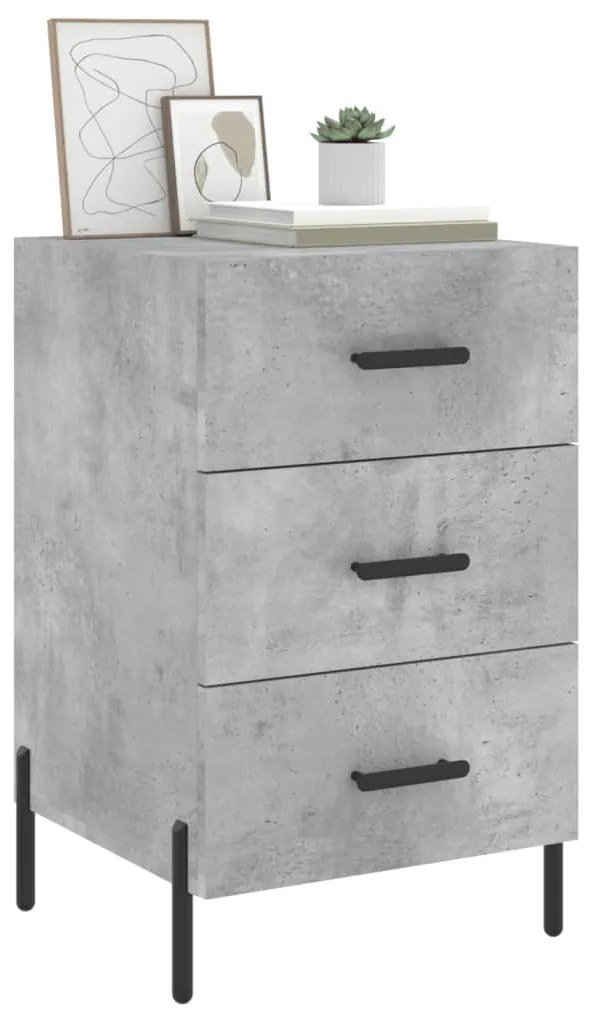 Mesa de cabeceira 40x40x66 cm derivados madeira cinza cimento