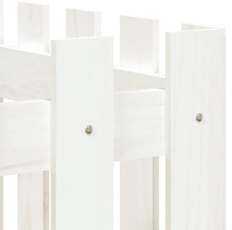 Canteiro elevado c/design cerca 150x50x70 pinho maciço branco