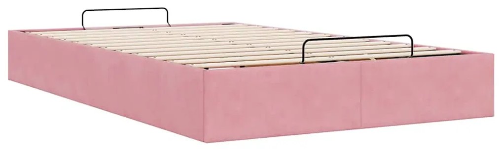 Ottoman Bed Frame No Colchão Rosa 120x190 cm Veludo