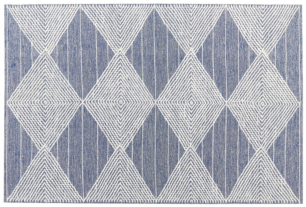 Tapete de lã creme e azul 140 x 200 cm DATCA Beliani