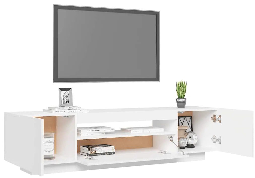 Móvel de TV com luzes LED 160x35x40 cm branco