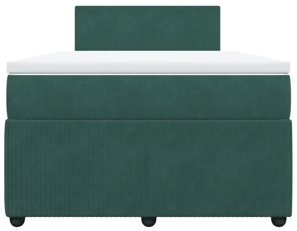 Cama boxspring com colchão 120x190 cm veludo verde-escuro