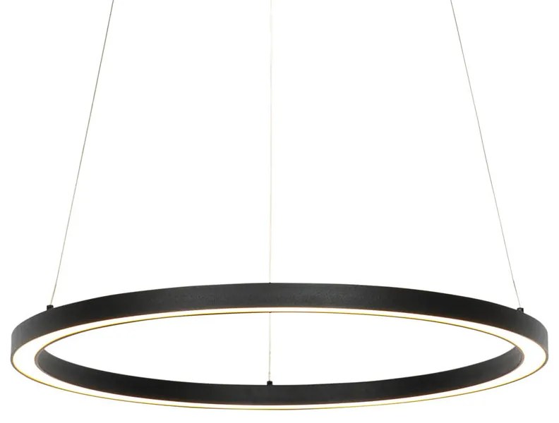 Candeeiro de suspensão inteligente preto 60 cm com LED e RGBW - Girello