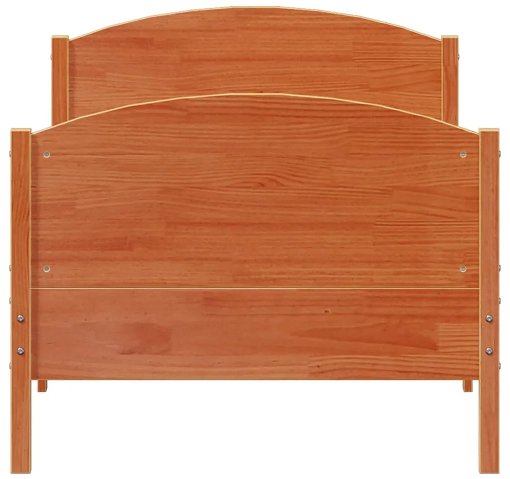 Cama sem colchão 100x200 cm pinho maciço castanho-mel